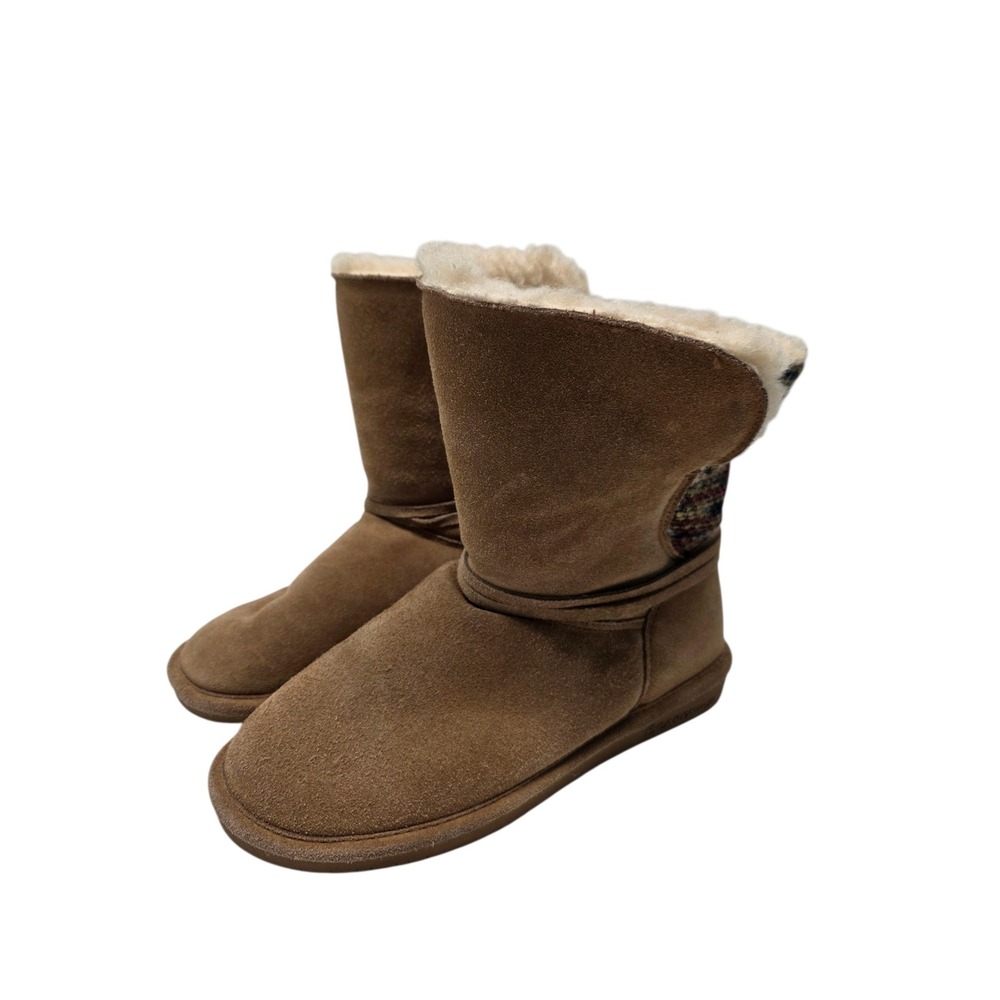 Bearpaw Maggie Womens Boots Size 9 Suede Knit Sweater Shearling Tan Brown 2116W